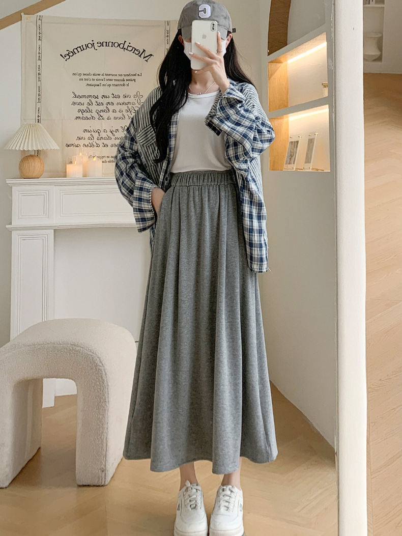HF-SHBEN-Skirt: Women's Spring and Autumn High Waist Drape Skirt with Pocket