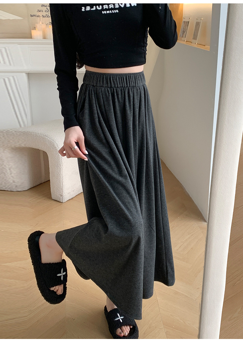 HF-SHBEN-Skirt: Women's Spring and Autumn High Waist Drape Skirt with Pocket